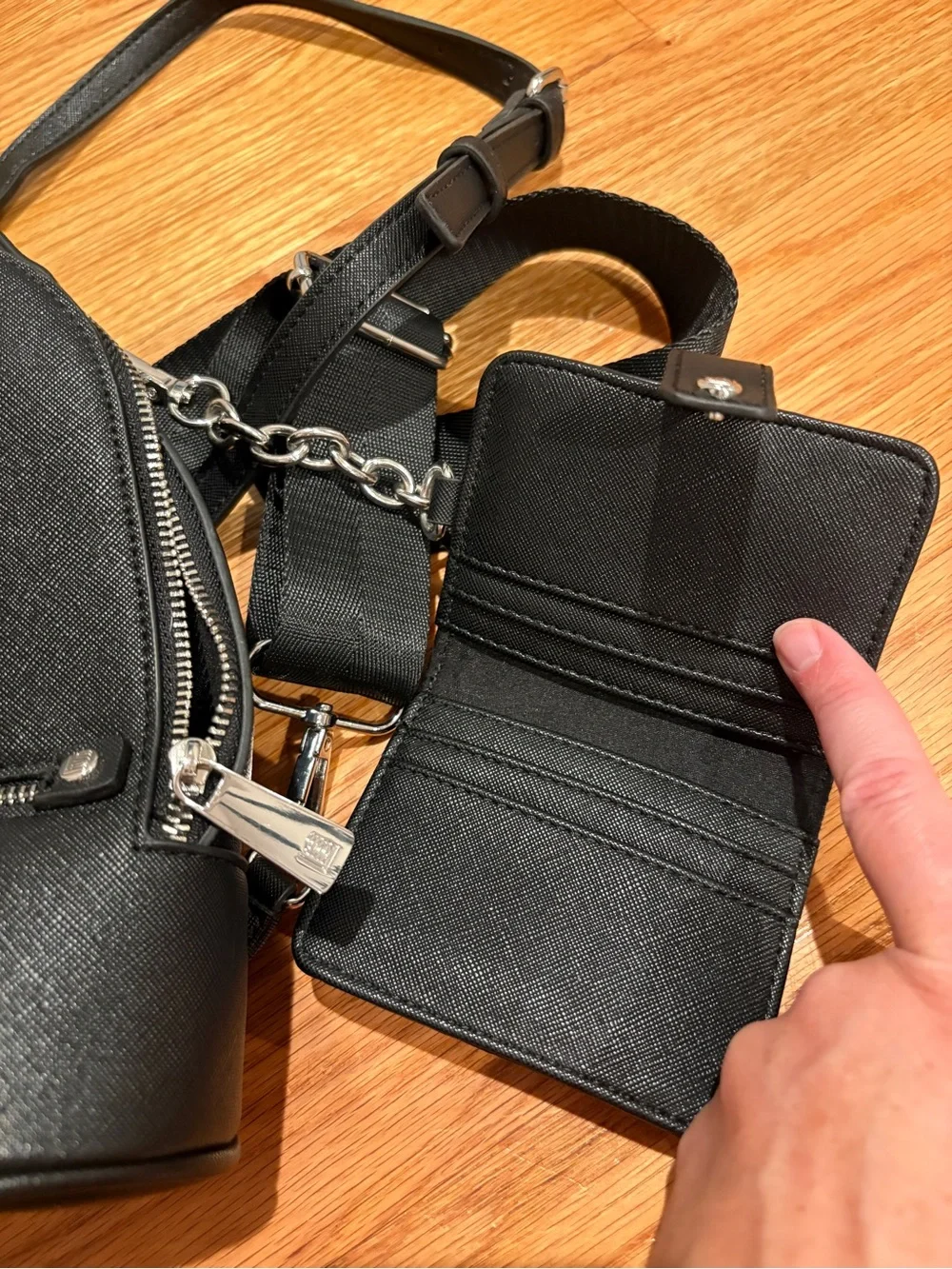 Black Mini Crossbody Backpack with Card Holder